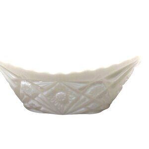 Vintage Kemble Hobstar Milk Glass Relish Candy Dish